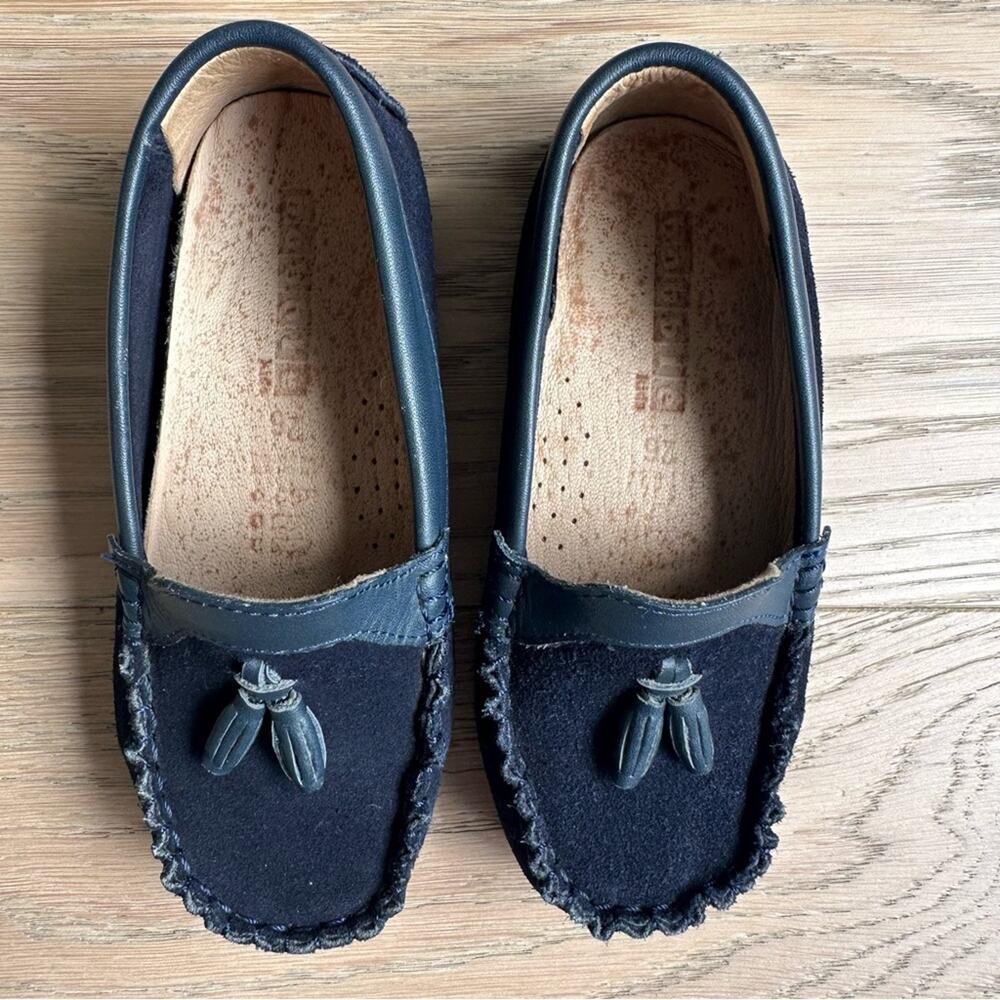 Bobble Kids Suede Tassel Moccasin Loafers Navy Blue 26